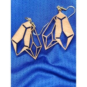 1 Pair Round Shaped Laser Cut Wooden Dangle Earrings Boho Style.